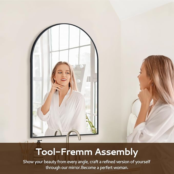 Arched Wall Mirror 20"X30", Modern Farmhouse Mirror Wall Mounted, Curved Arch - Image 6