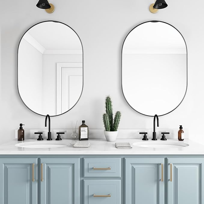 ANDY STAR Black Oval Mirror, 20x33’’ Oval Black Mirror Stainless Steel Metal - Image 9