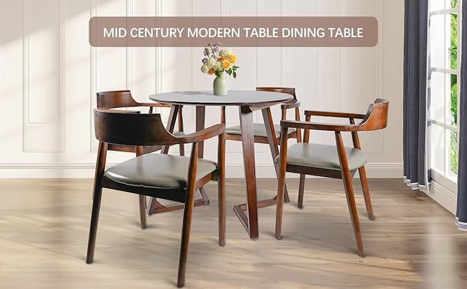 Round Rubber Solid Wood Dining Table - Image 6