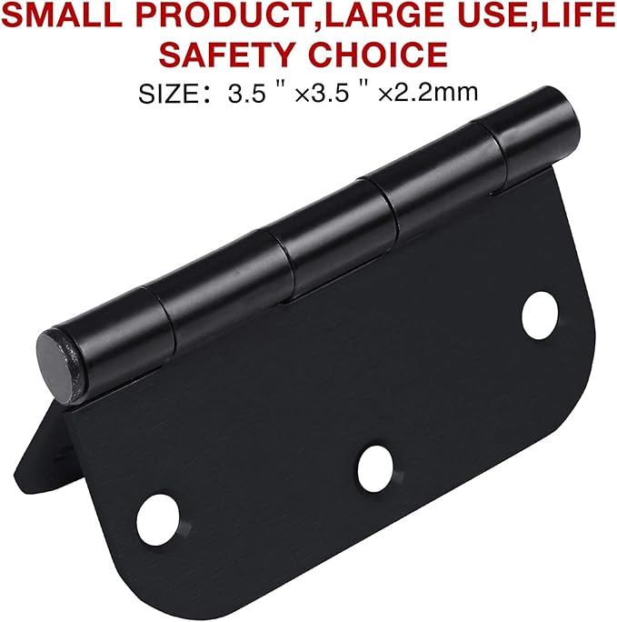 Interior Matte Black Hardware Door Hinges 3.5 Inch 30 Pack 3 1/2" Rounded 5/8" - Image 4