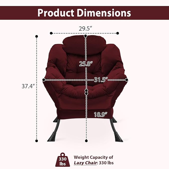 Lazy Chair Thick Padded, Comfy Velvet Accent Lounge Chair - Image 3