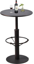 Diwhy Industrial Pub Table 23.6" Iron Round Desktop 37.4" Height Cast Iron Bar by Diwhy