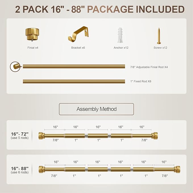 2 Pack Modern Gold Curtain Rods - Image 9