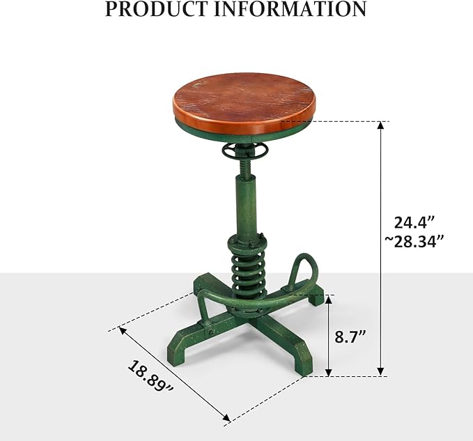 LOKKHAN American Antique Steampunk Bar Stool 24.41"-28.35" Vintage Industrial - Image 3