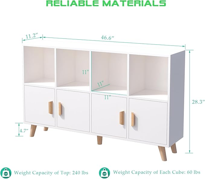 Cubby Shelf Bookcase with Doors - Image 2