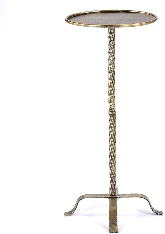 Metal Martini Table, 27.75" Antique Gold Side Table by YiLifebes-EasytoLife
