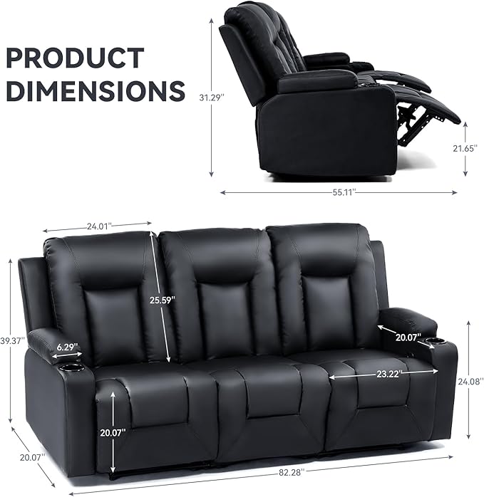 COMHOMA Furniture Bonded Leather Sofa - Image 2