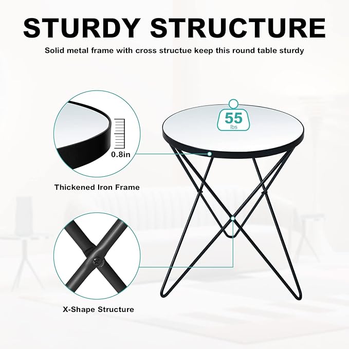 HLR Modern Round Side Table Set of 2, End Table - Image 8