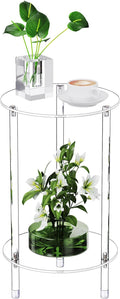 Clear Round Acrylic Side Table for Small Spaces, 11.81" L x 11.81" W x 19.82" H by Bkemiy