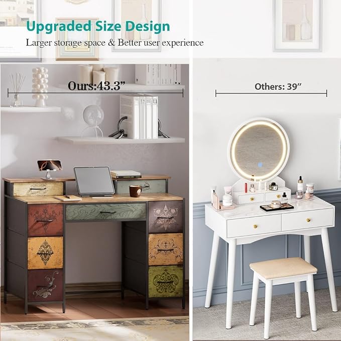 Dresser for Bedroom with 9 Drawers & 2 Open Shelves, Fabric Storage Cabinet - Image 5