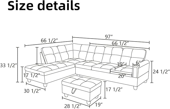 L Shaped Sectional Couches for Living Room, Modern Modular Sectional Sofa - Image 2