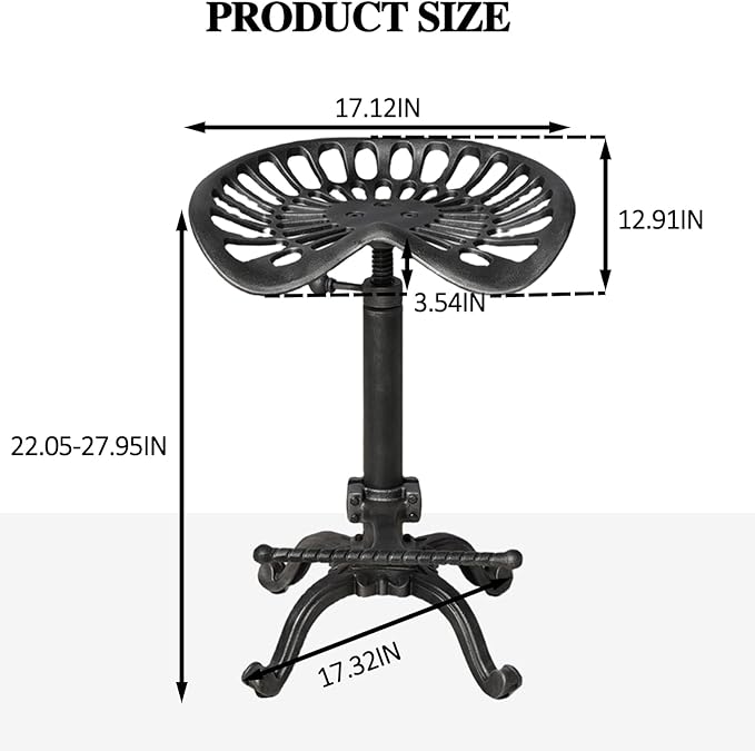 Rustic Tractor Seat Bar Stool Cast Iron Saddle Seat Industrial Counter Stools - Image 3