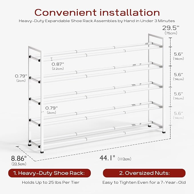 Bumusty 5-Tier Long Expandable Shoe Rack - Image 3