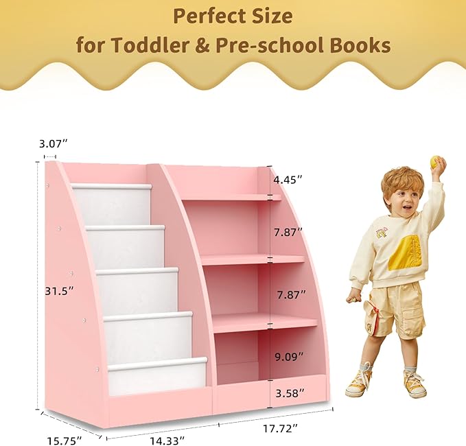 4 Tier Kids Bookshelf, 4 Layer Sling Kids Book Shelf - Image 6