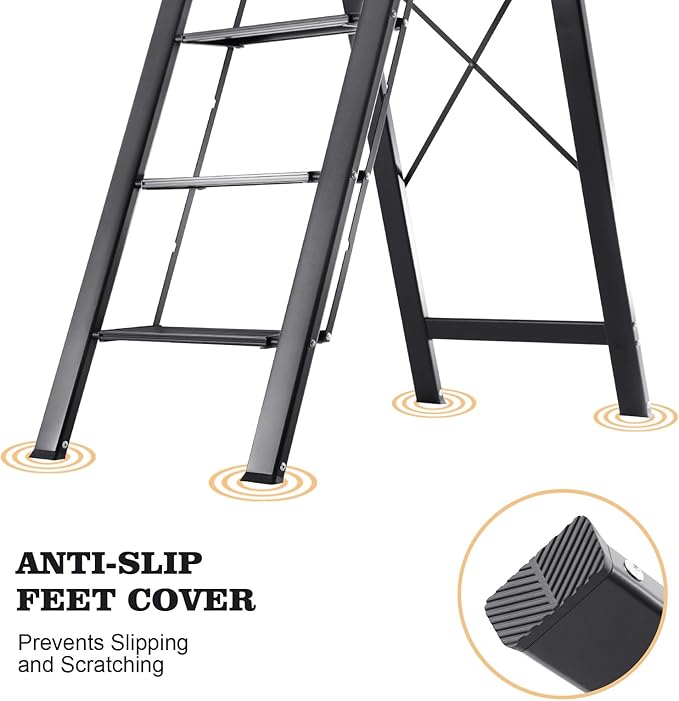 KINGRACK Aluminium 5 Step Ladder, Lightweight Step Stool - Image 5