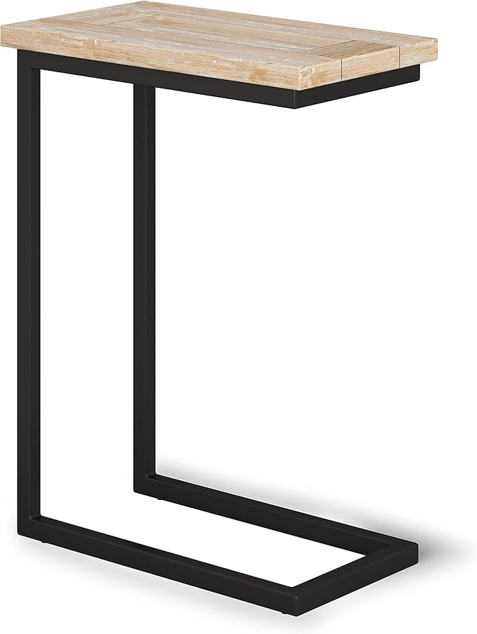 SIMPLIHOME Skyler 18-inch Wide Solid Mango/Metal Industrial C-Shaped End Table by SimpliHome