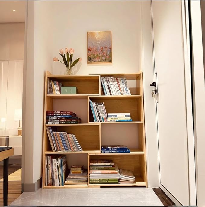 Wooden Extendable Bookcase, Open Low Bookshelf, 4-Shelf Storage Unit, - Image 6