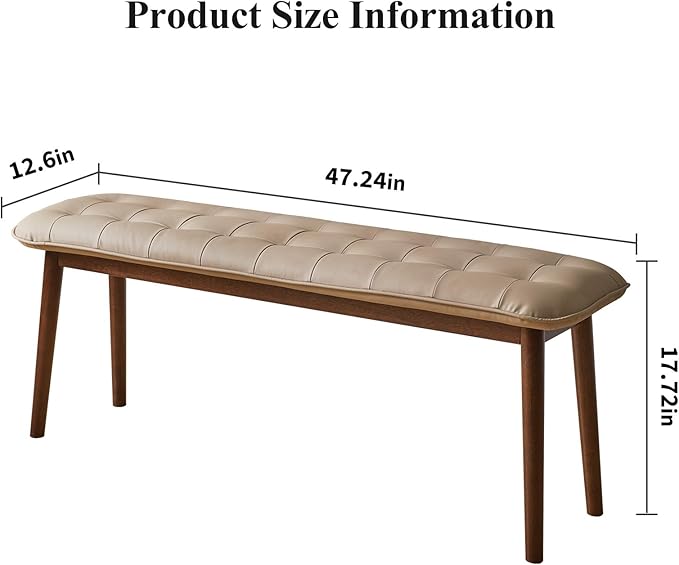 Entryway Bench, Solid Wood Dining Bench, Midcentury End of Bed Bench - Image 2