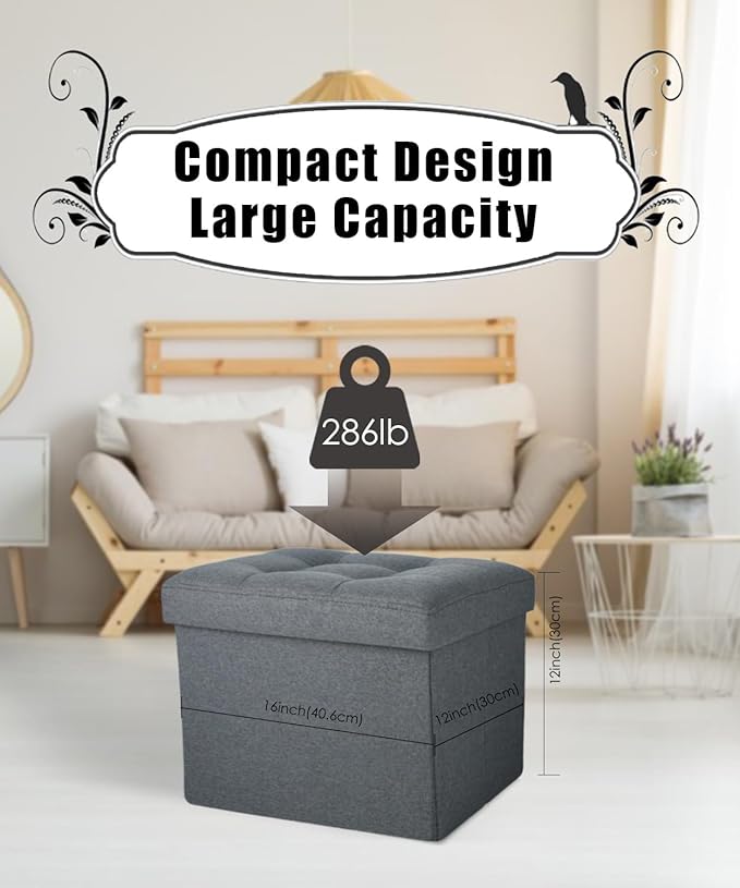 Ottoman Storage Ottoman Foot Rest Stool Foldable Bench - Image 3