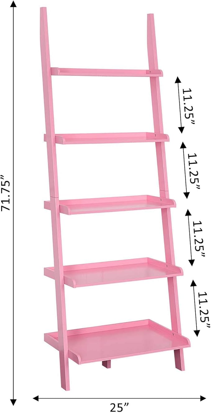 Convenience Concepts American Heritage Bookshelf Ladder, Light Pink - Image 3