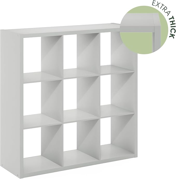 Furinno Cubicle Open Back Decorative Cube Storage Organizer, Light Grey - Image 5