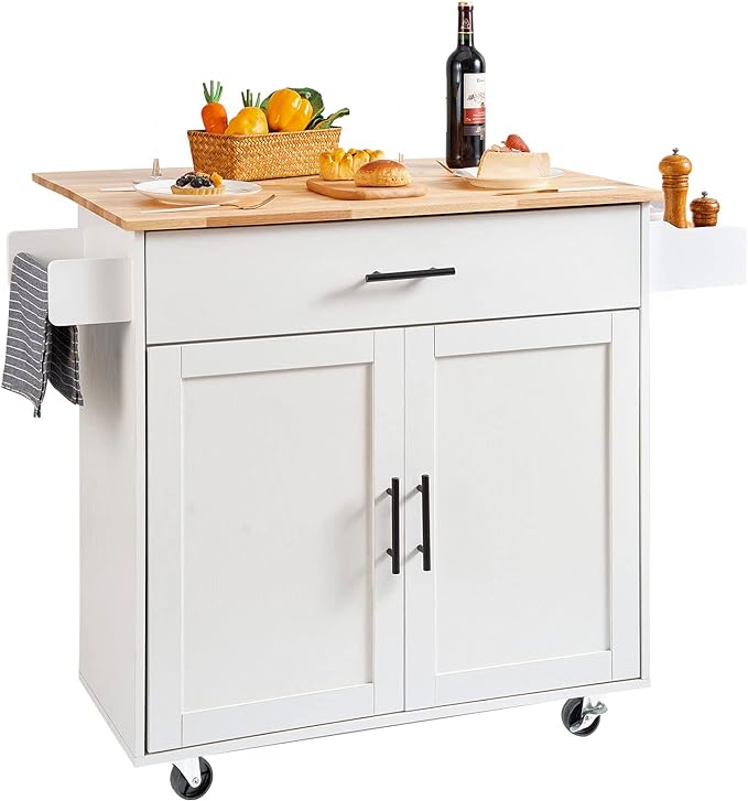 VEVOR Kitchen Island Cart with Solid Wood Top, 35.4" Width Mobile Carts with by VEVOR