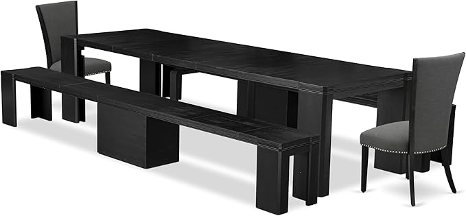X02VE-206-50 - 5-pc Dining Room Table Set a Rectangular Dining Table and 2 - Image 2