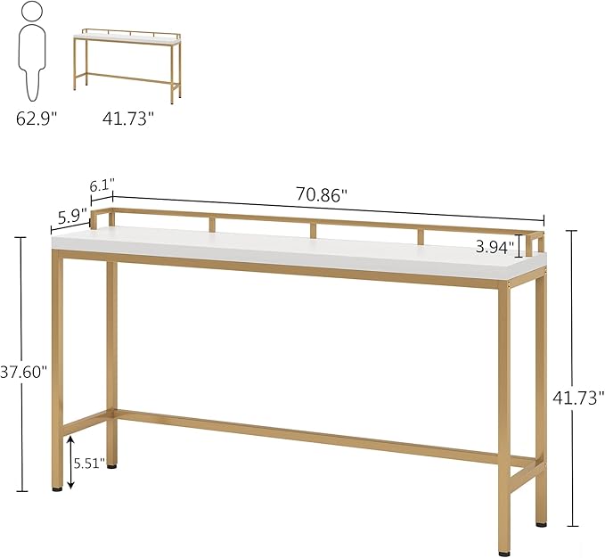 Tribesigns 70.9 inch Extra Long Sofa Table, Narrow Console Table Behind Couch - Image 2