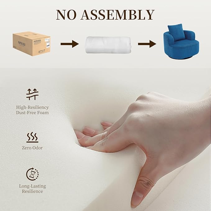 Furnimart 360° Swivel Barrel Accent Chair, Round Upholstered Comfy Lounge Chair - Image 8