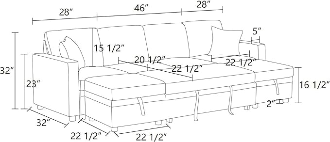 102 Inch L Shaped Sectional Couch - Image 2