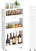 Slim Storage Cart, 5 in Width, 4-Tier White Rolling Cart by XYZLVSI
