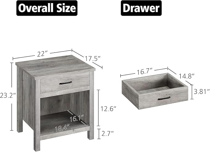 IDEALHOUSE Farmhouse Nightstand Set of 2 - Image 3
