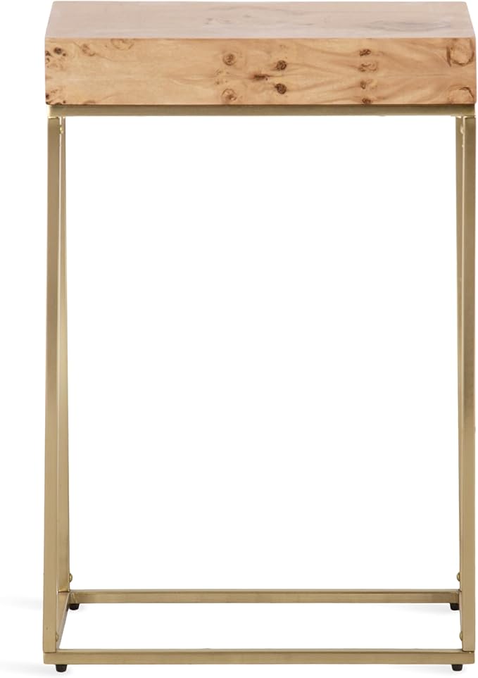 Kate and Laurel Karlsen Modern Wood and Metal Burlwood Narrow Side Table; 16 x - Image 9