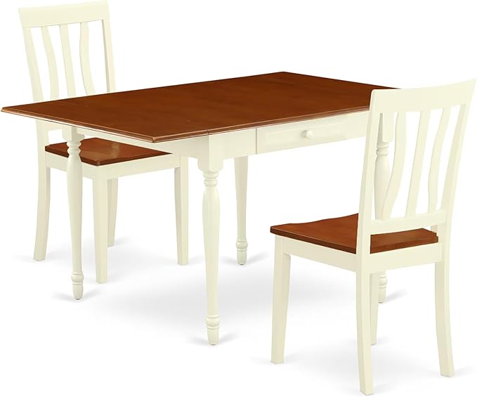 East West Furniture MZAN3-WHI-W 3 Piece Kitchen Table & Chairs Set Contains a by EastWestFurniture