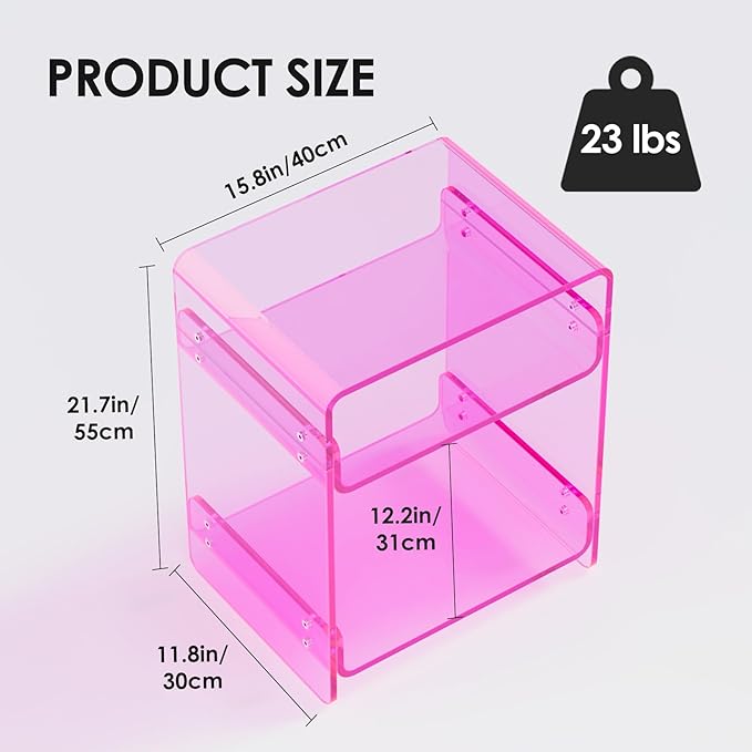 Clear Acrylic 3-Tier End Table/Nightstand – Sleek Bedside Storage - Image 3