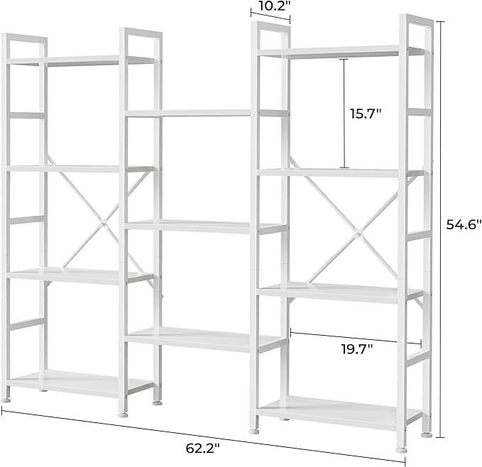SUPERJARE Triple 4 Tier Bookshelf, Bookcase - Image 3