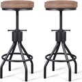 Set of 2-Vintage Bar Stool Swivel PU Leather Seat Kitchen Island Workbench by BOKKOLIK