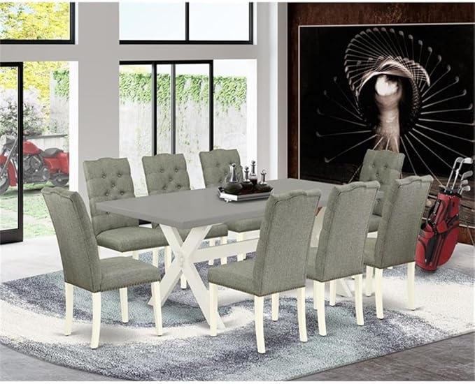 East West Furniture X097EL207-9 9 Piece Dining Set Includes a Rectangle Dining - Image 2