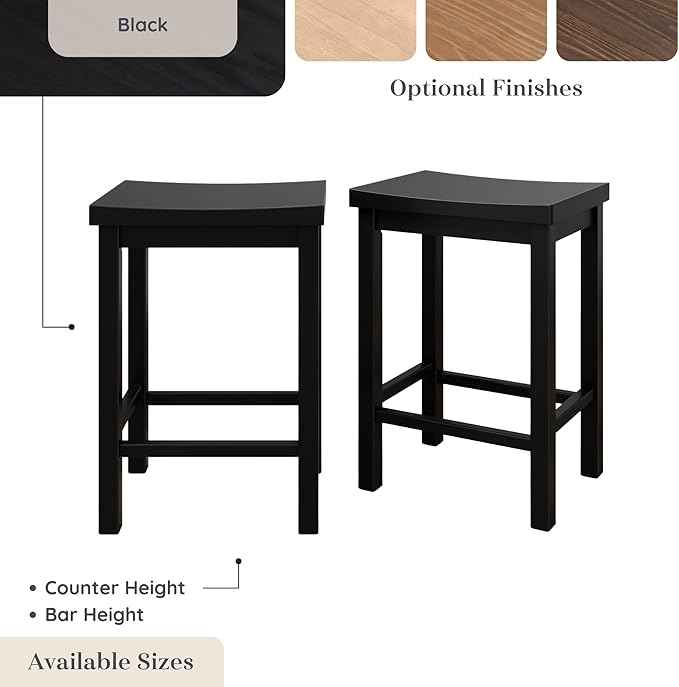 Grain & Grove Smith Collection Set of 2 Solid Wood Counter Height Bar Stools - Image 7
