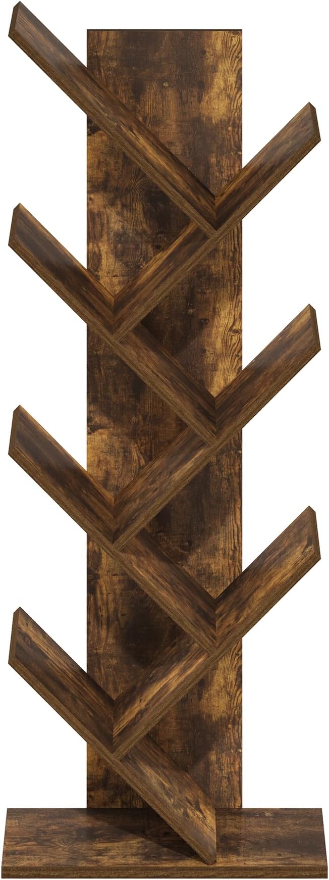 Furinno Tree Bookshelf 7-Tier Floor Standing Tree Bookcase, Amber Pine - Image 7