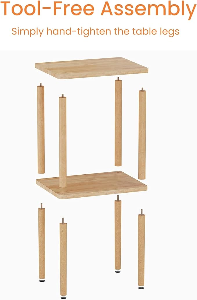 Solid Wood Side Table, 2-Tier Small End Table - Image 9