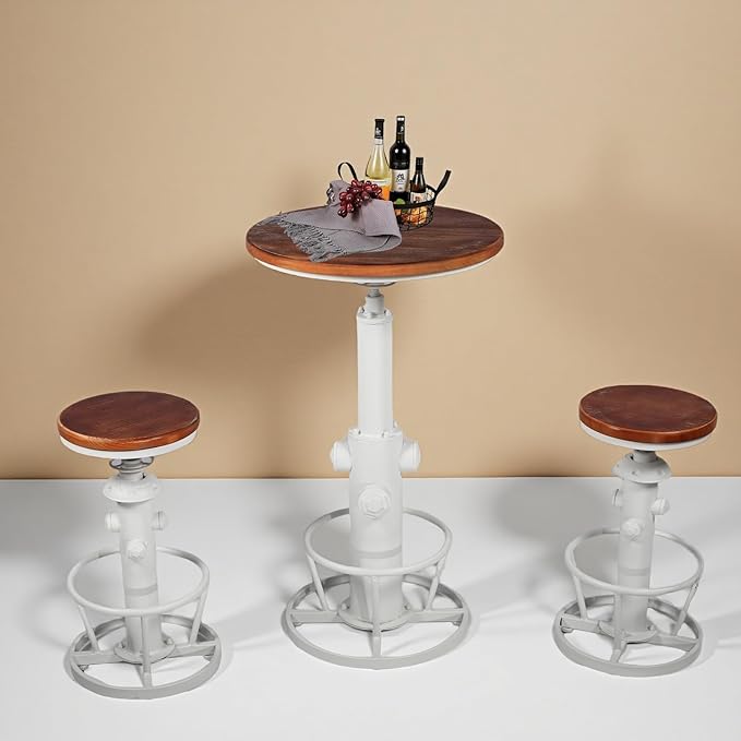 Vintage Pub Table 38.6-44.5inch Height Adjustable Industrial High Bar Table in - Image 5