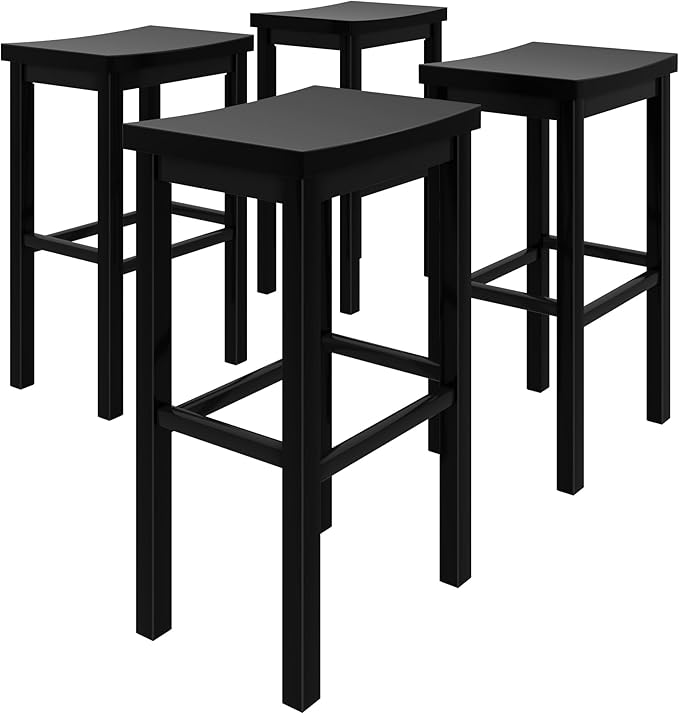 Grain & Grove Smith Collection Set of 4 Solid Wood Bar Stools, 30 inch - Image 7