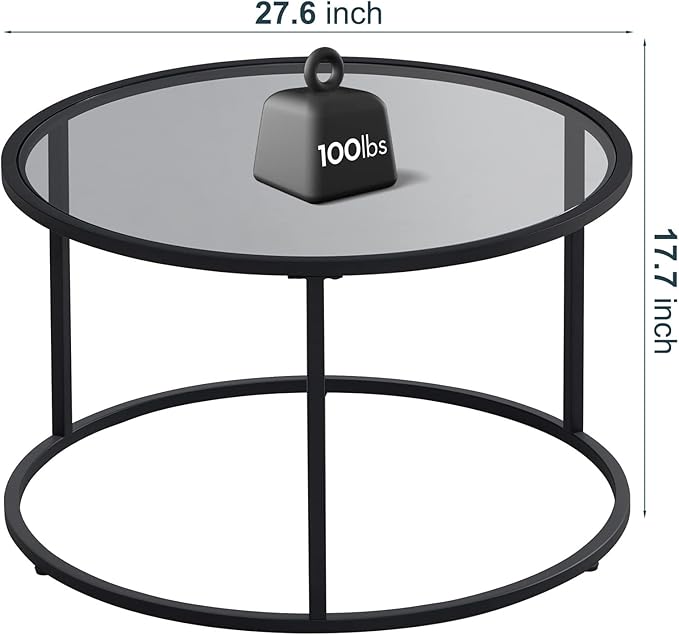 SAYGOER Round Coffee Table Glass Coffee Tables - Image 2