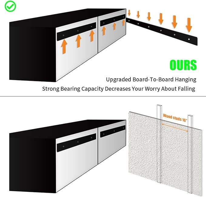 Floating TV Stand with Led Lights, 71 inch Wall Mounted TV Shelf with Power - Image 7