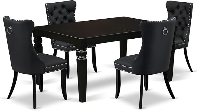 East West Furniture LGDA5-BLK-12 5 Piece Dining Set Includes a Rectangle Wooden by EastWestFurniture