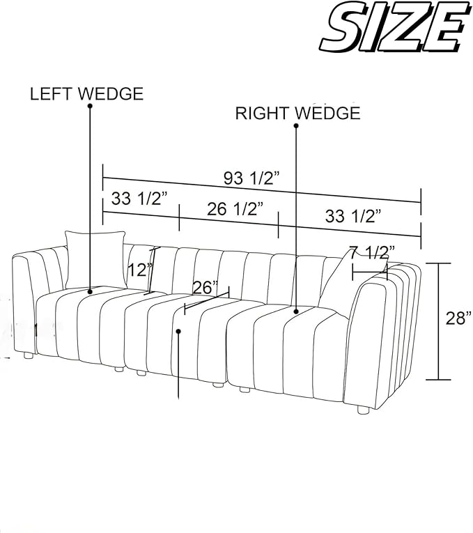 Sectional Couches Sofa for Living Room, 93″3 Seater Cloud Couch, Modern Comfy - Image 2