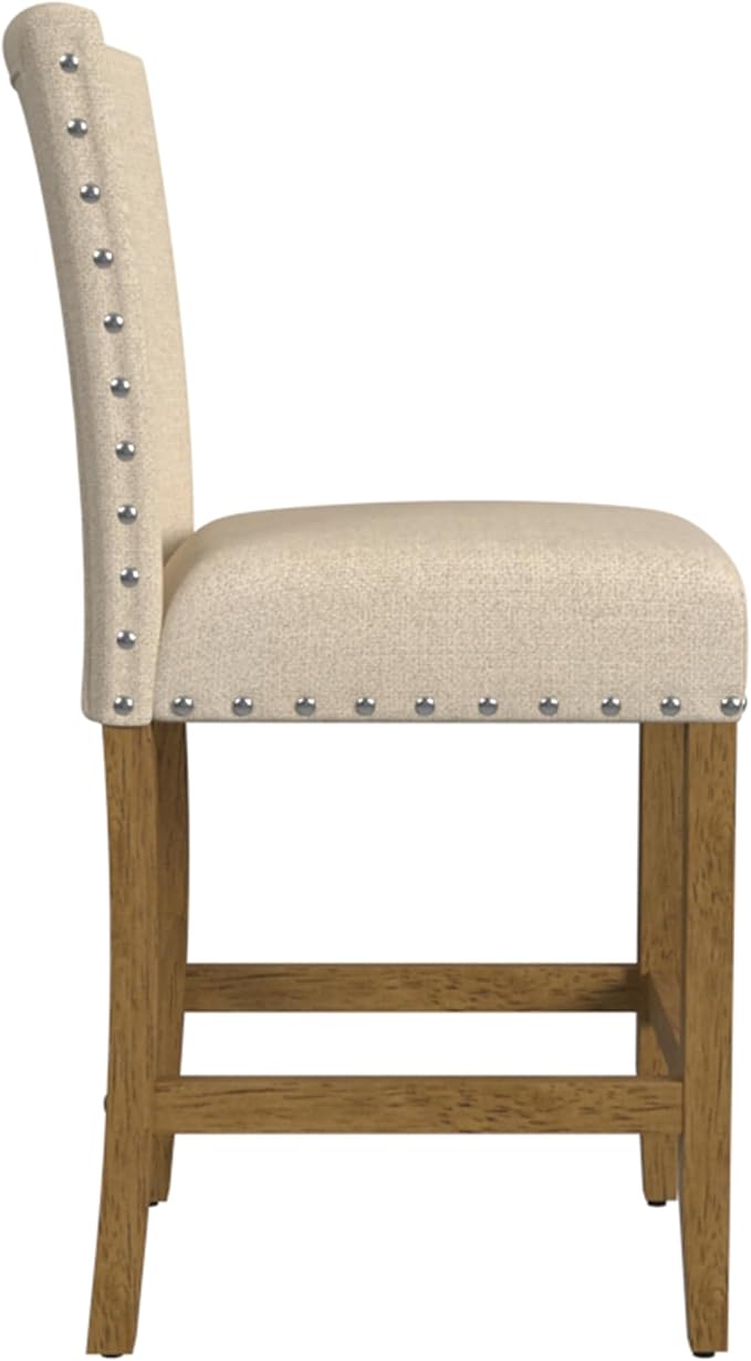 HomePop Home Decor | Nailhead Trim Counter Height Bar Stools | 24 Inch Bar - Image 5