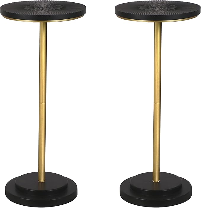 Drink Table Set of 2, Small Round Pedestal Side Table - Image 3
