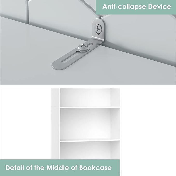 FOTOSOK 6-Tier Open Bookcase and Bookshelf, Freestanding Display Storage - Image 7